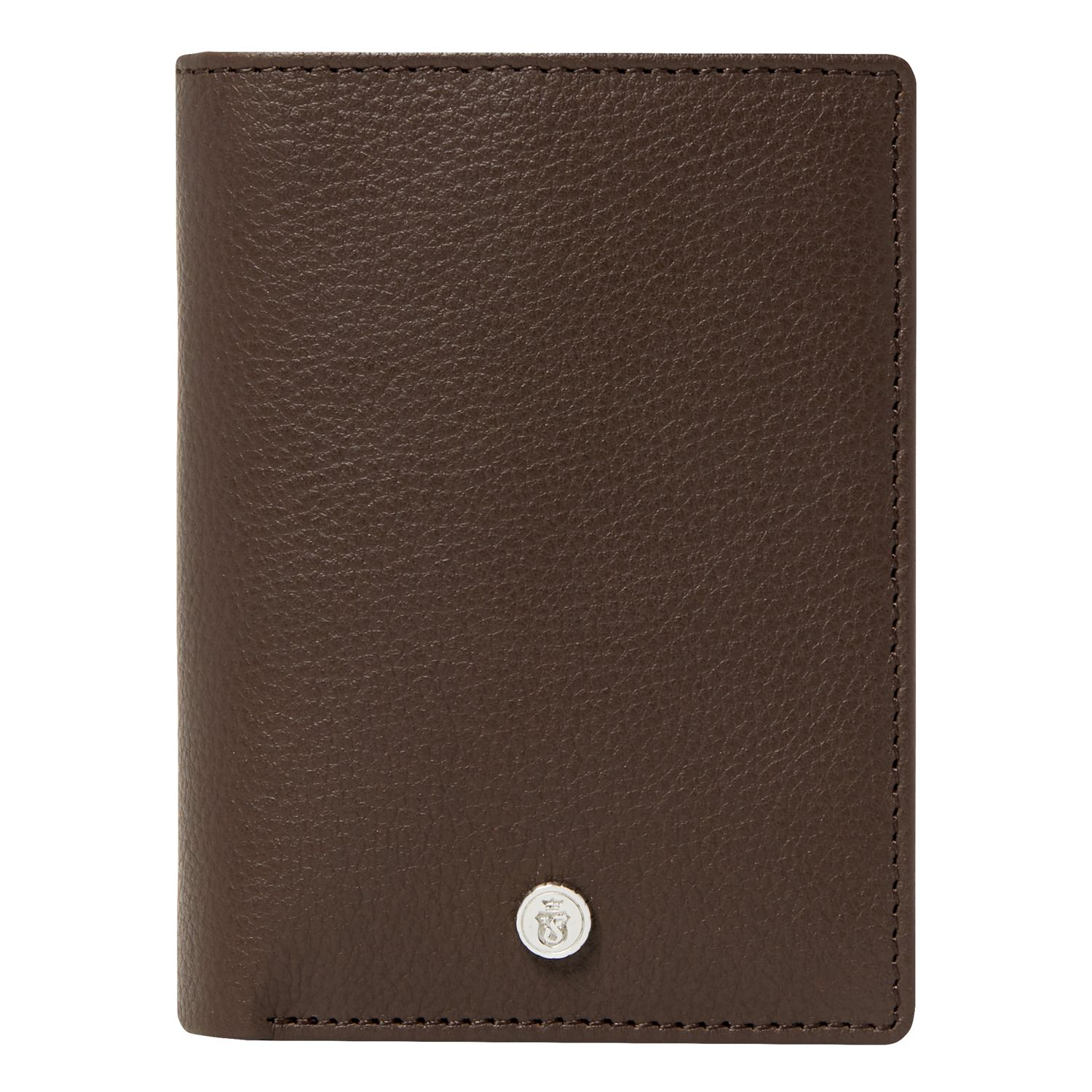 Card holder with flap Button Brown - obrazek 2