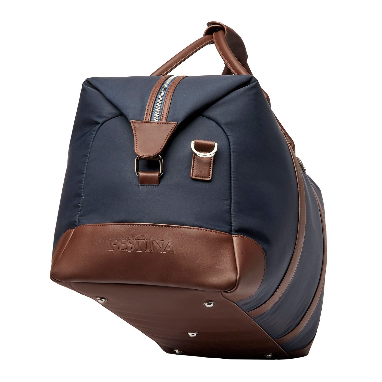 Torba podróżna Button Navy & Brown - obrazek 7