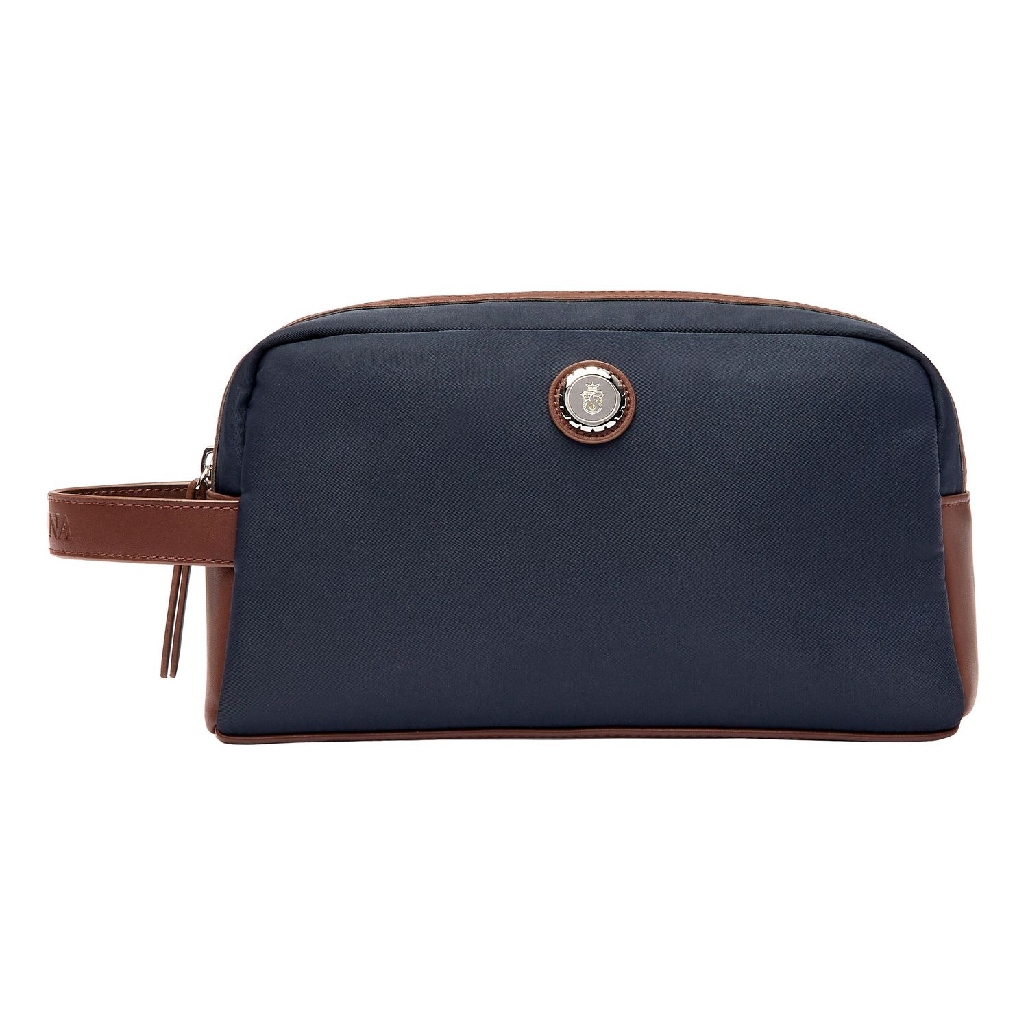 Neseser Button Navy & Brown