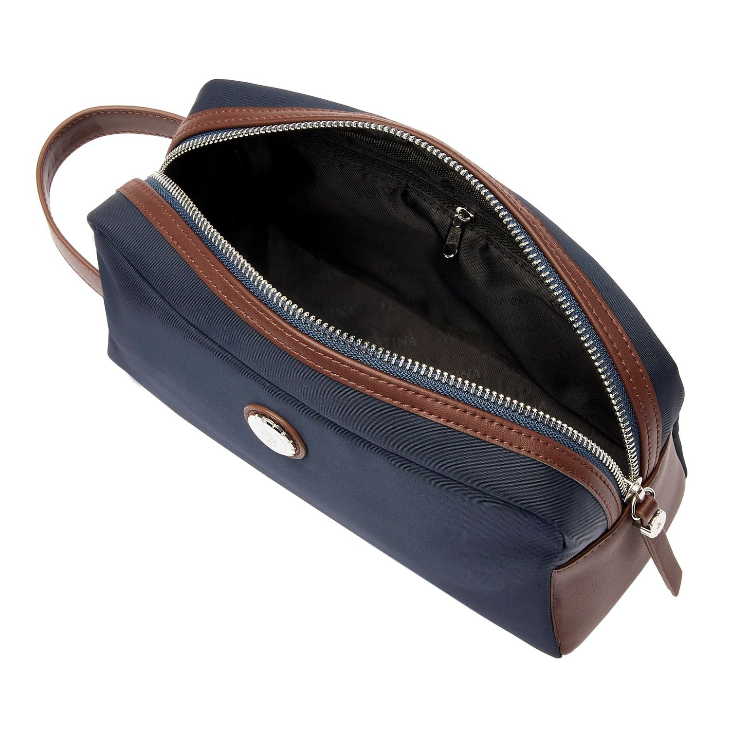 Neseser Button Navy & Brown - obrazek 2