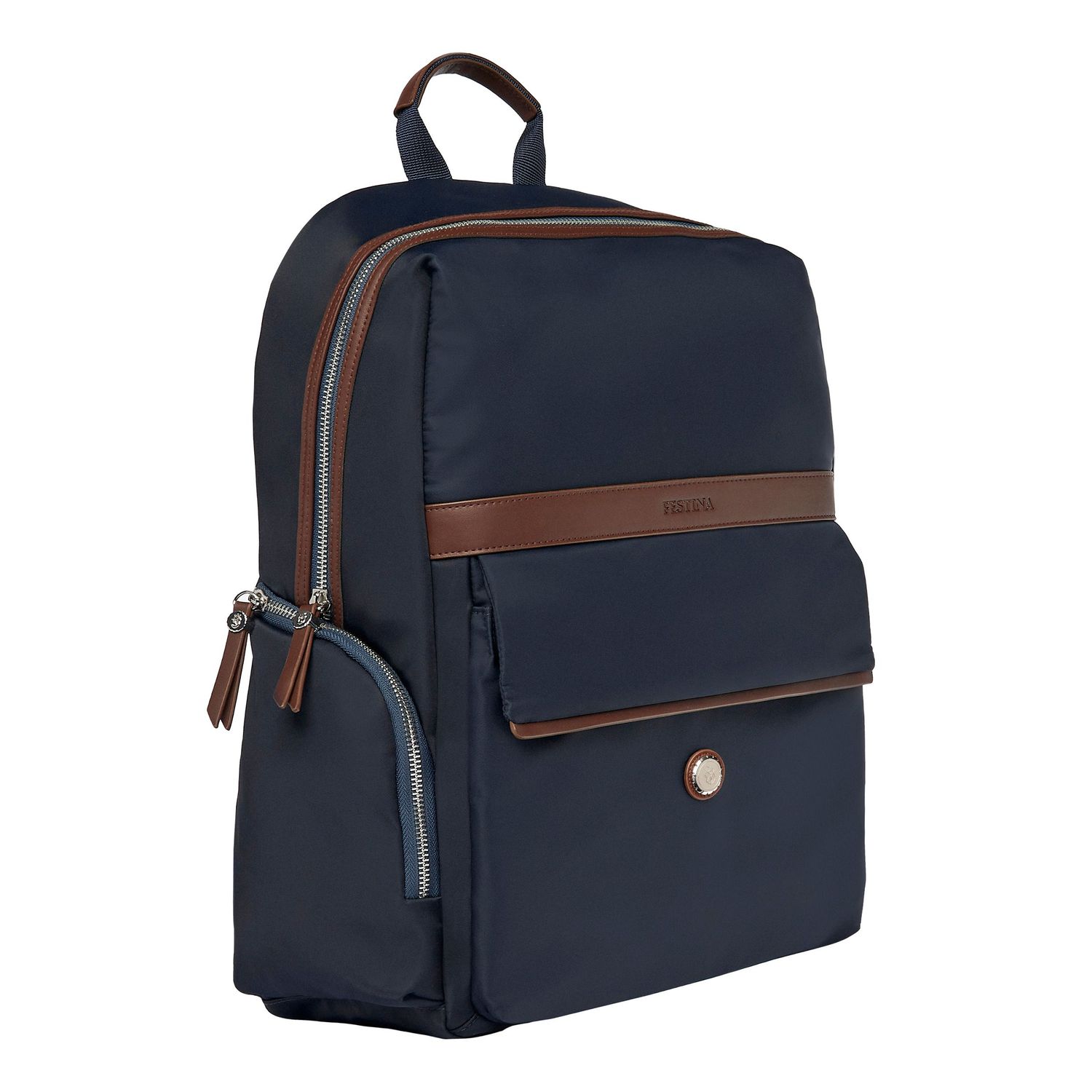 Plecak Button Navy & Brown - obrazek 5