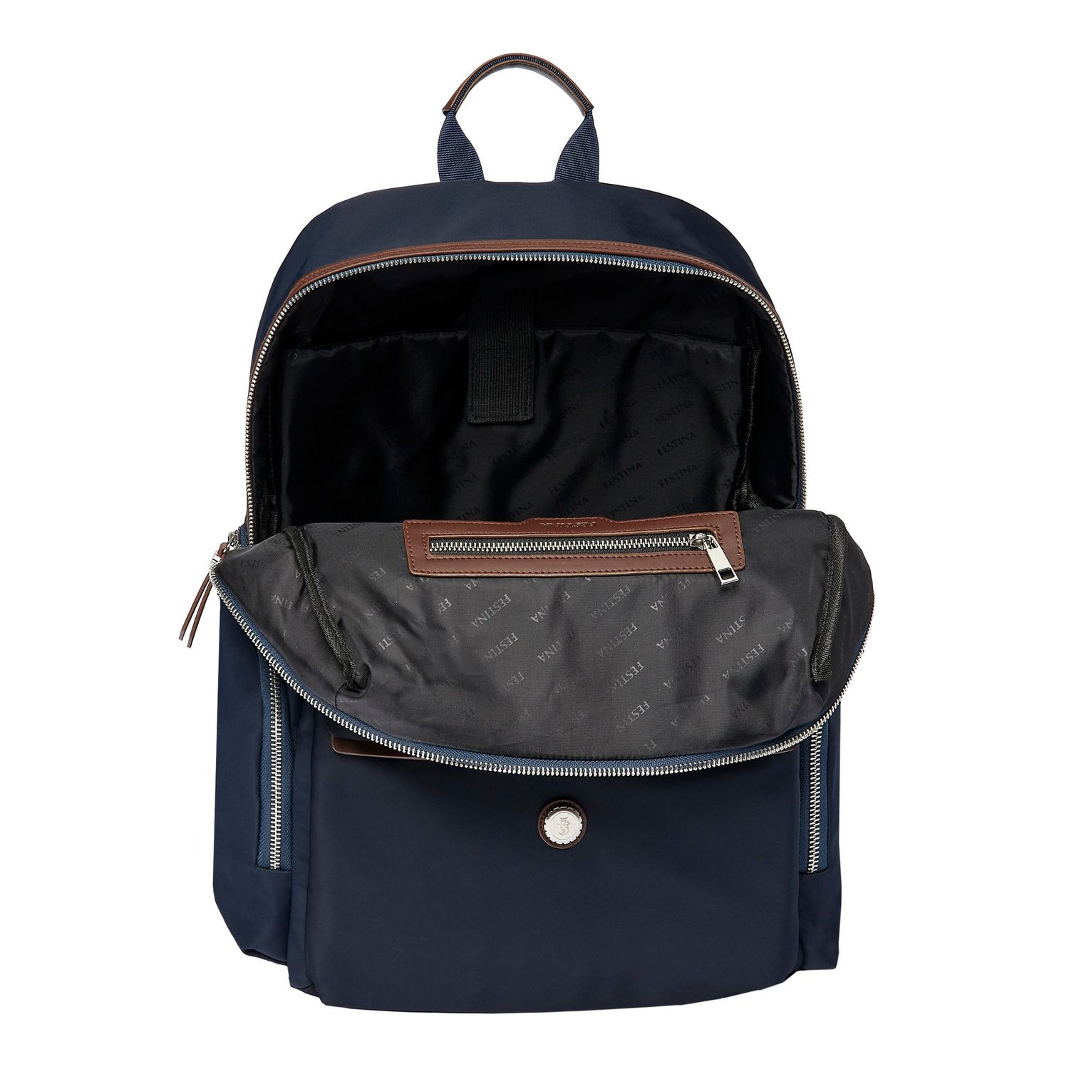 Plecak Button Navy & Brown - obrazek 2