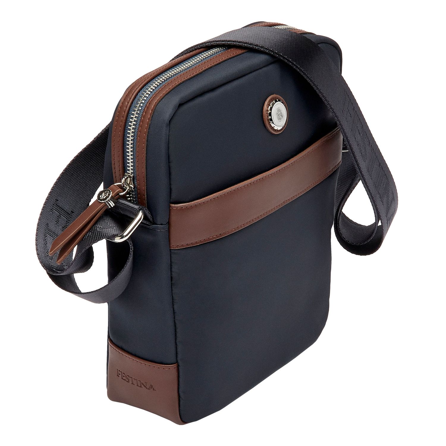 Torba reporterska Button Navy & Brown - obrazek 5