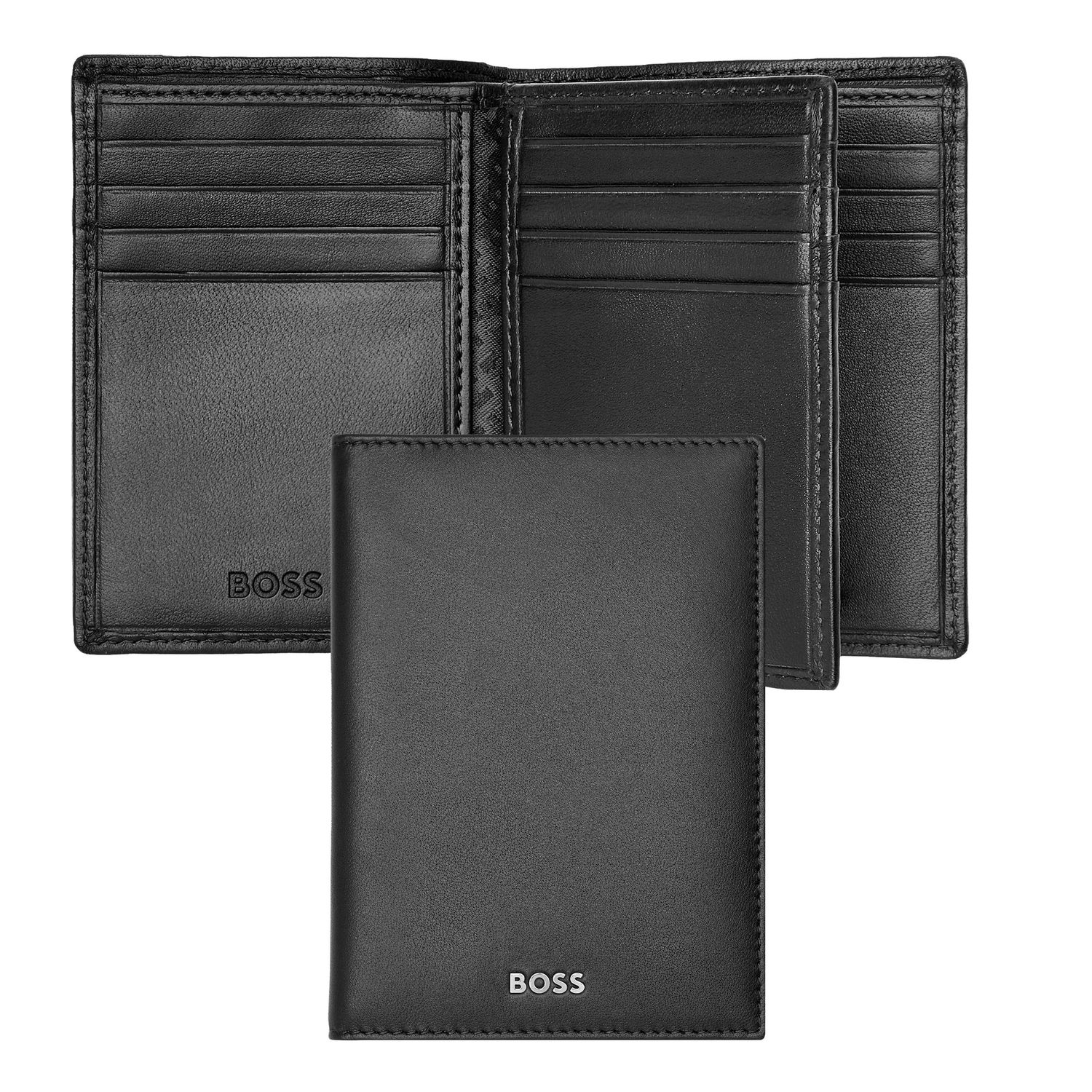 Card holder with flap Classic Smooth Black