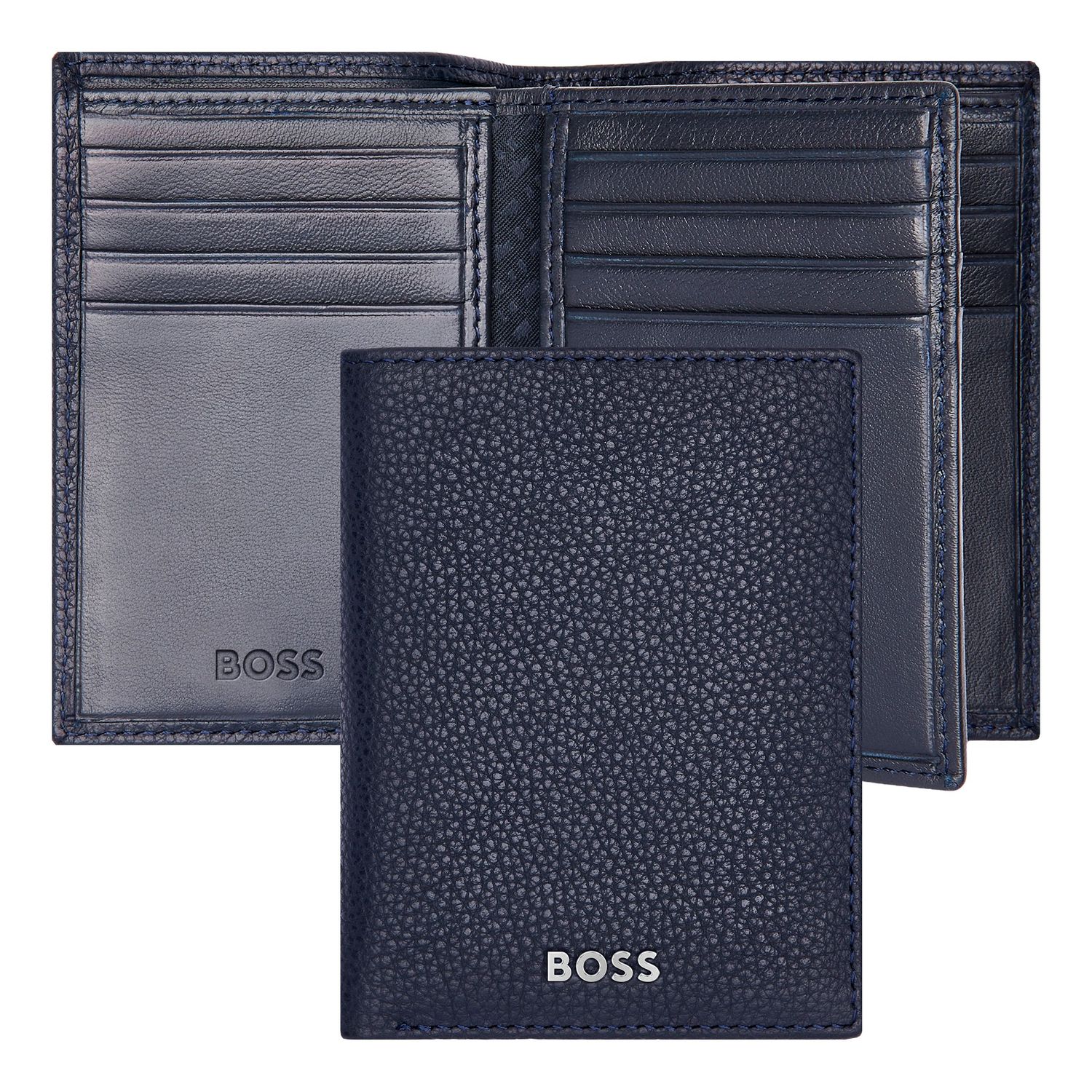 Card holder with flap Classic Grained Navy