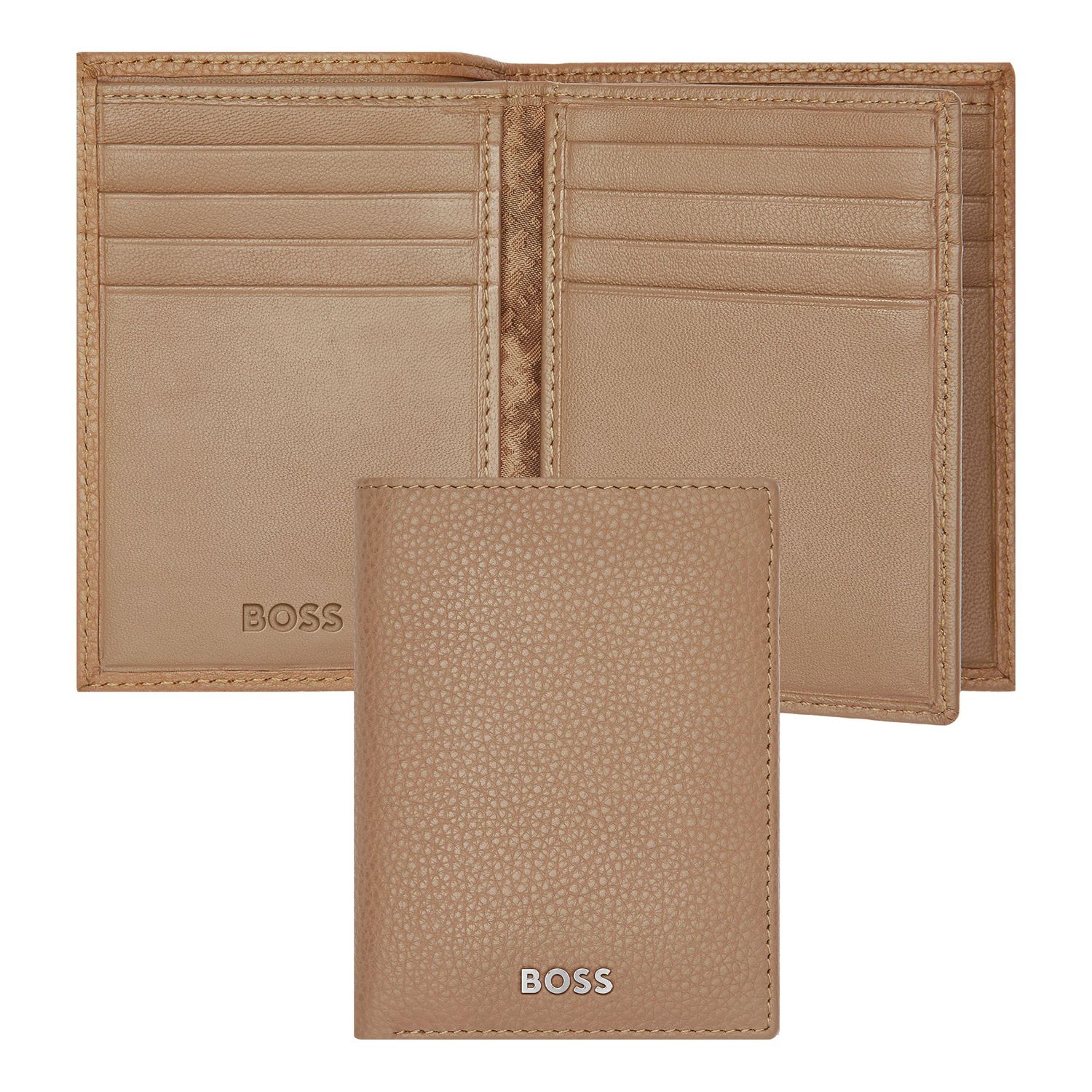 Card holder with flap Classic Grained Camel
