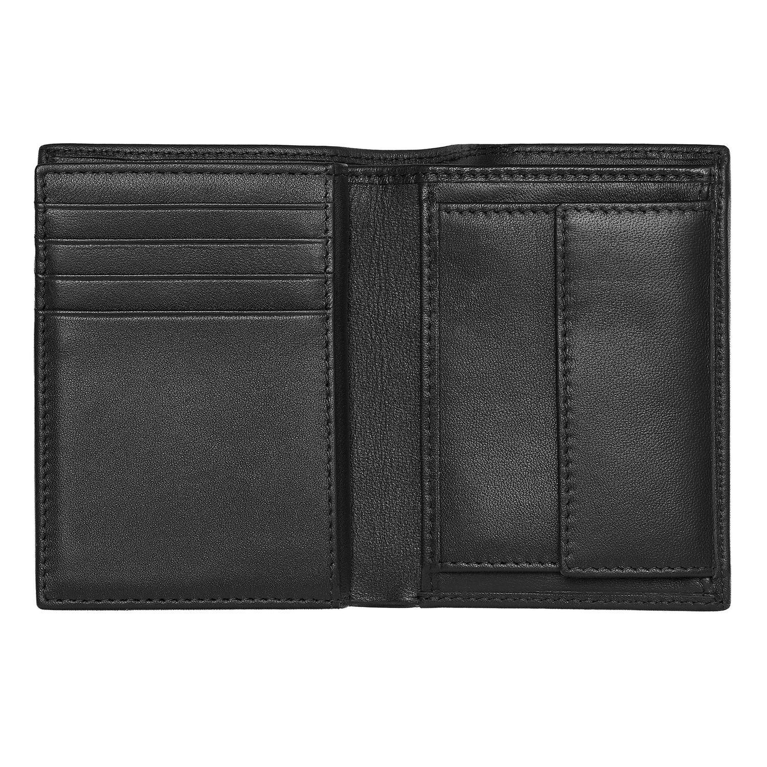 Card holder with flap and money pocket Classic Smooth Black - obrazek 3