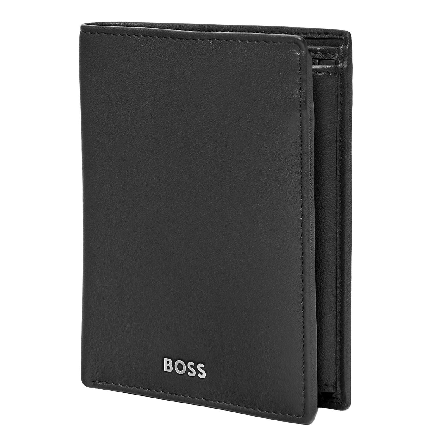 Card holder with flap and money pocket Classic Smooth Black - obrazek 4