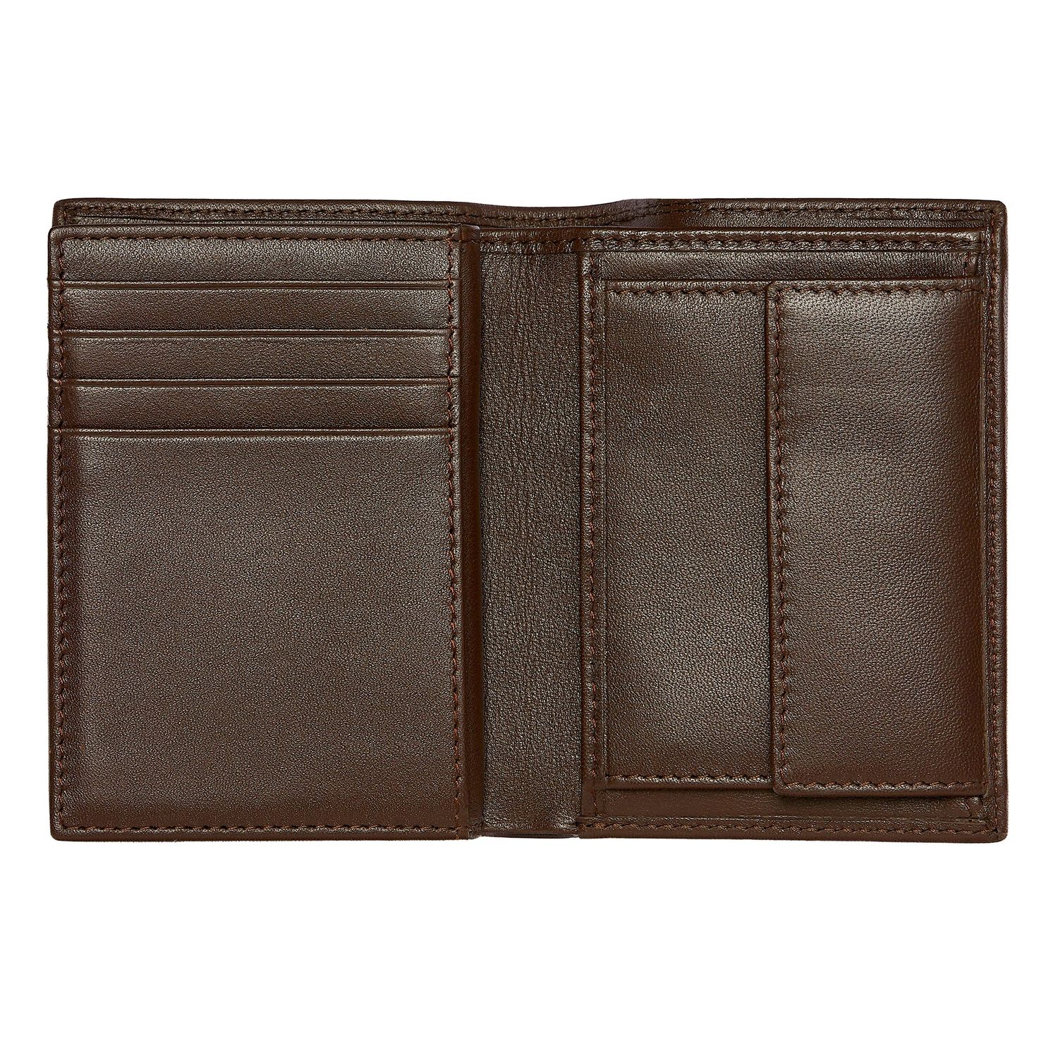 Card holder with flap and money pocket Classic Smooth Brown - obrazek 3