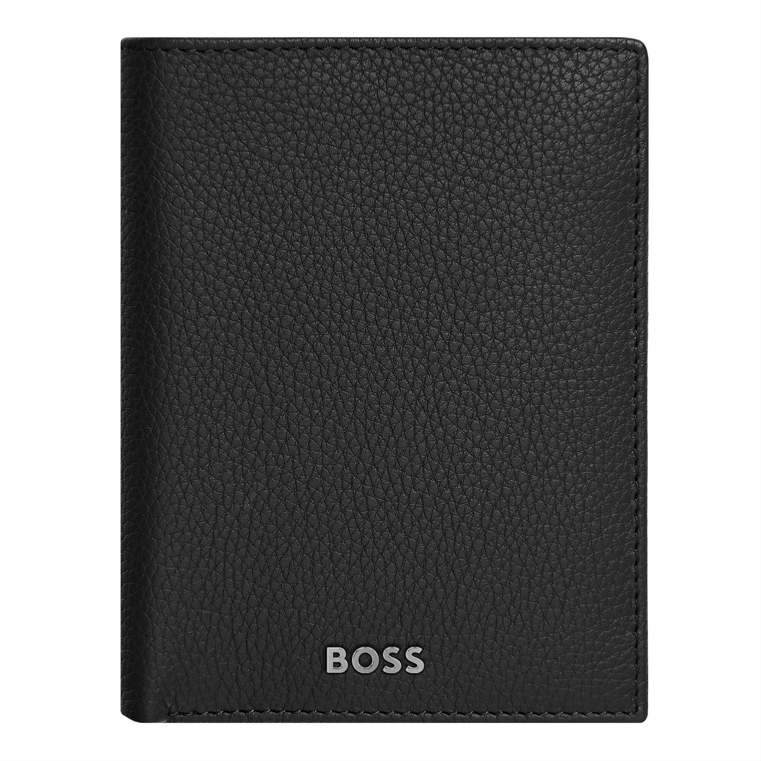Card holder with flap and money pocket Classic Grained Black - obrazek 2