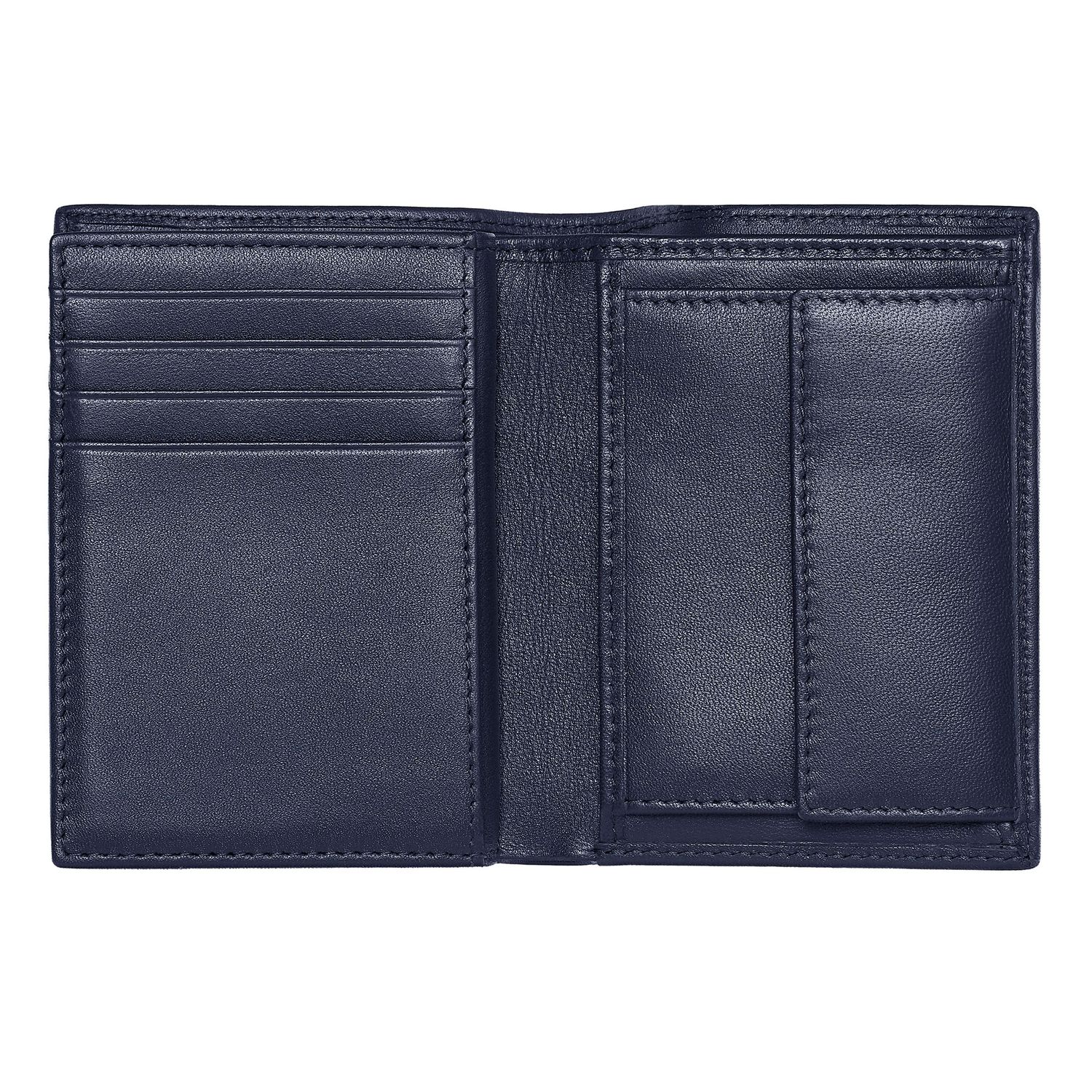 Card holder with flap and money pocket Classic Grained Navy - obrazek 3
