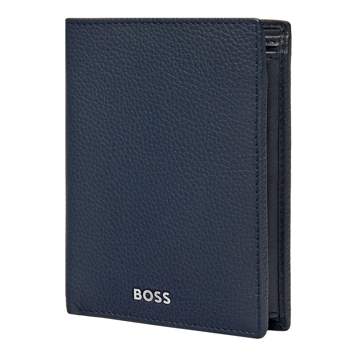 Card holder with flap and money pocket Classic Grained Navy - obrazek 4