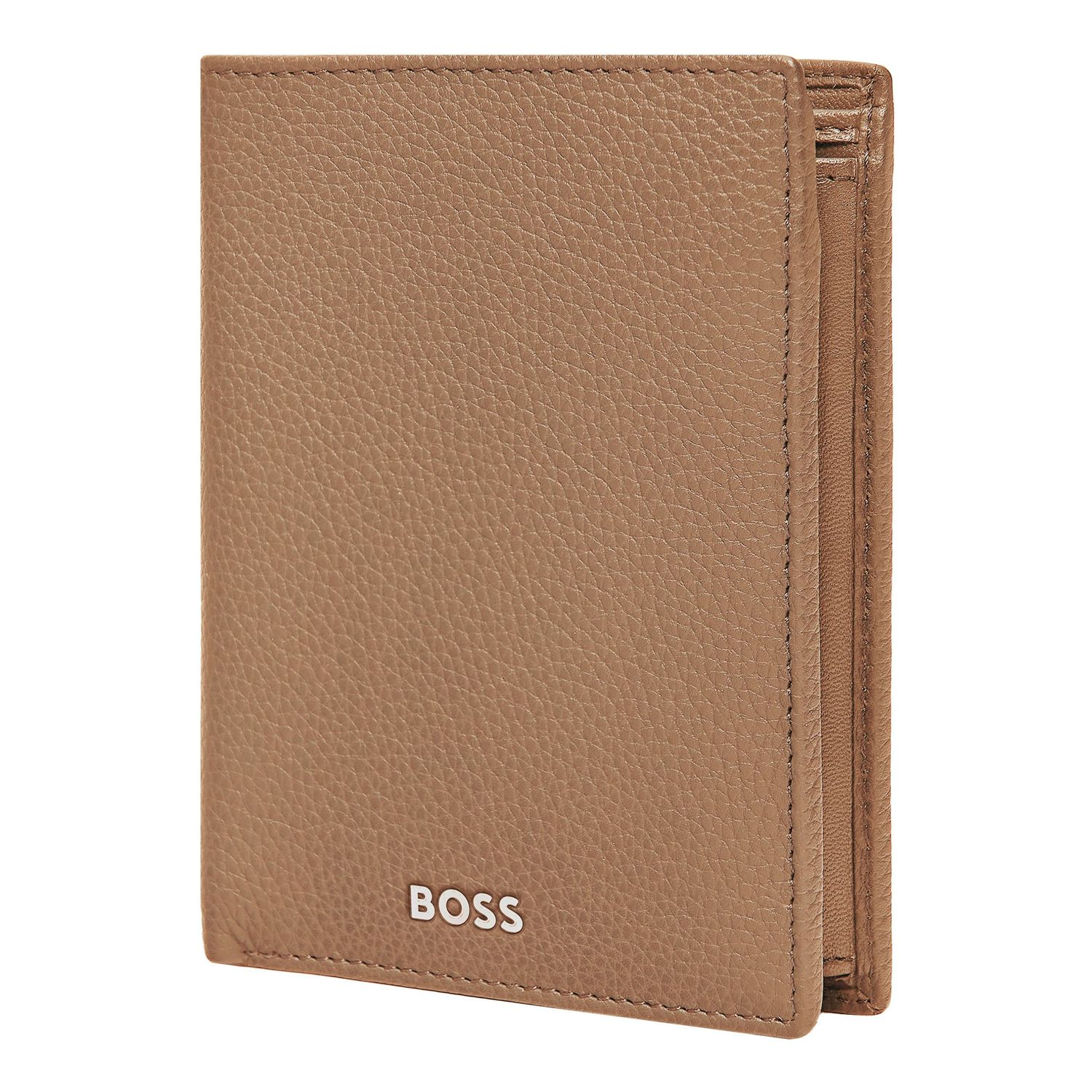 Card holder with flap and money pocket Classic Grained Camel - obrazek 4