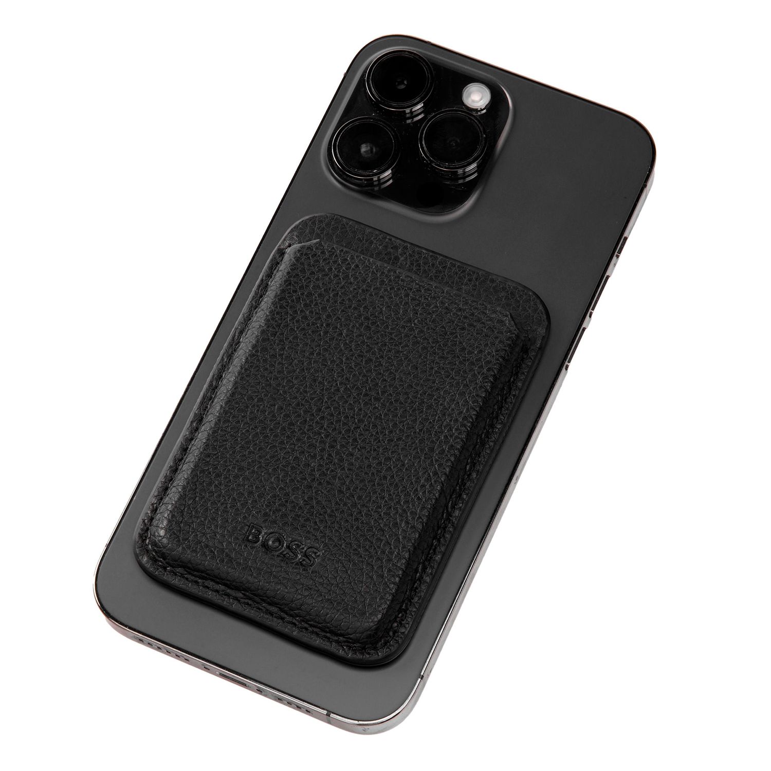 Magnetic card holder for smartphone Magnet Mobile Classic Grained Black - obrazek 3