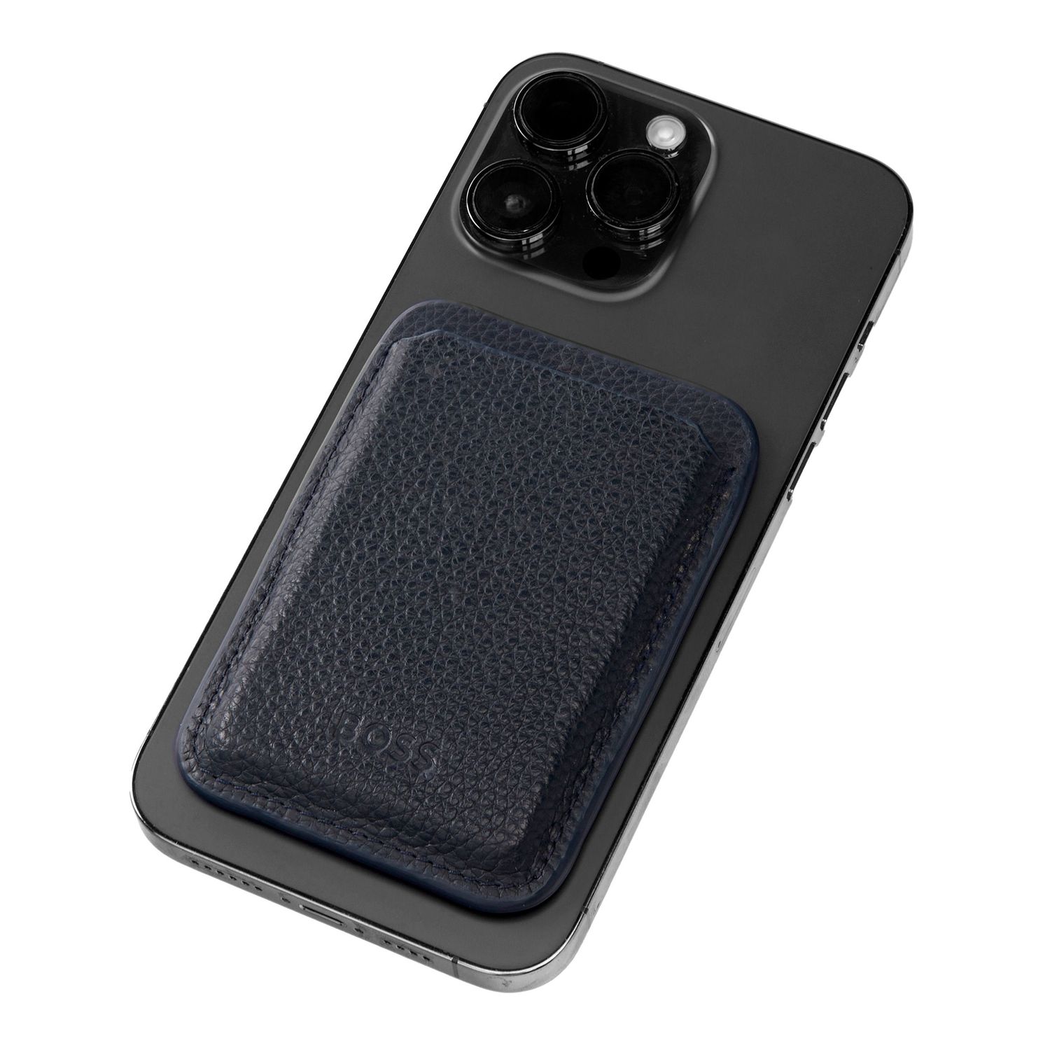 Magnetic card holder for smartphone Magnet Mobile Classic Grained Navy - obrazek 3