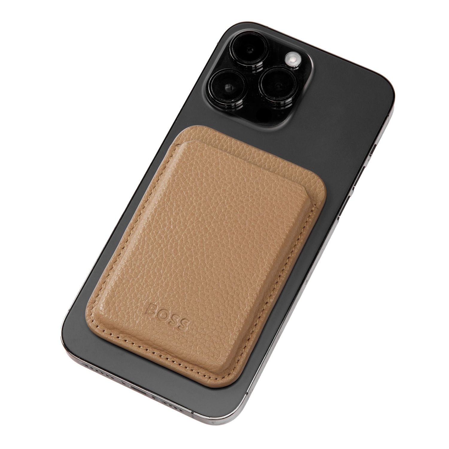 Magnetic card holder for smartphone Magnet Mobile Classic Grained Camel - obrazek 3