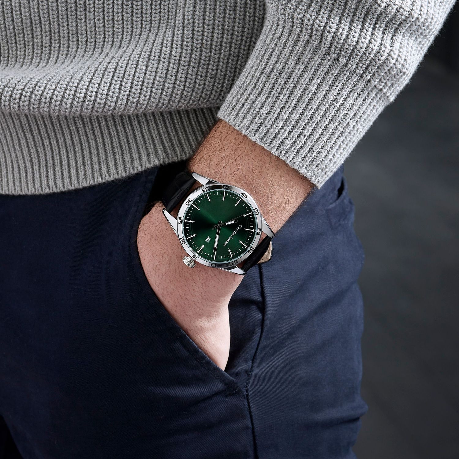 Zegarek z datownikiem Tempus Black / Green - obrazek 4
