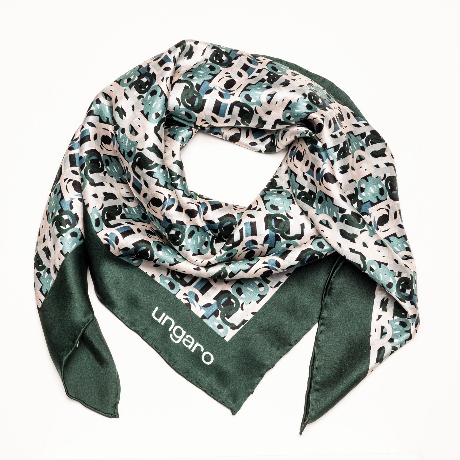 Jedwabny szal Umberta Dark Green - obrazek 3