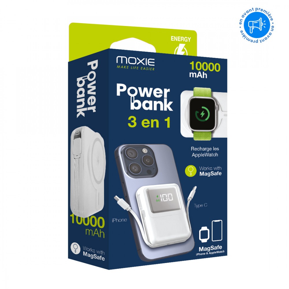 M4.15 Powerbank Magsafe 10 000 mAh z szybkim ładowaniem + 2 kable Biały - obrazek 3