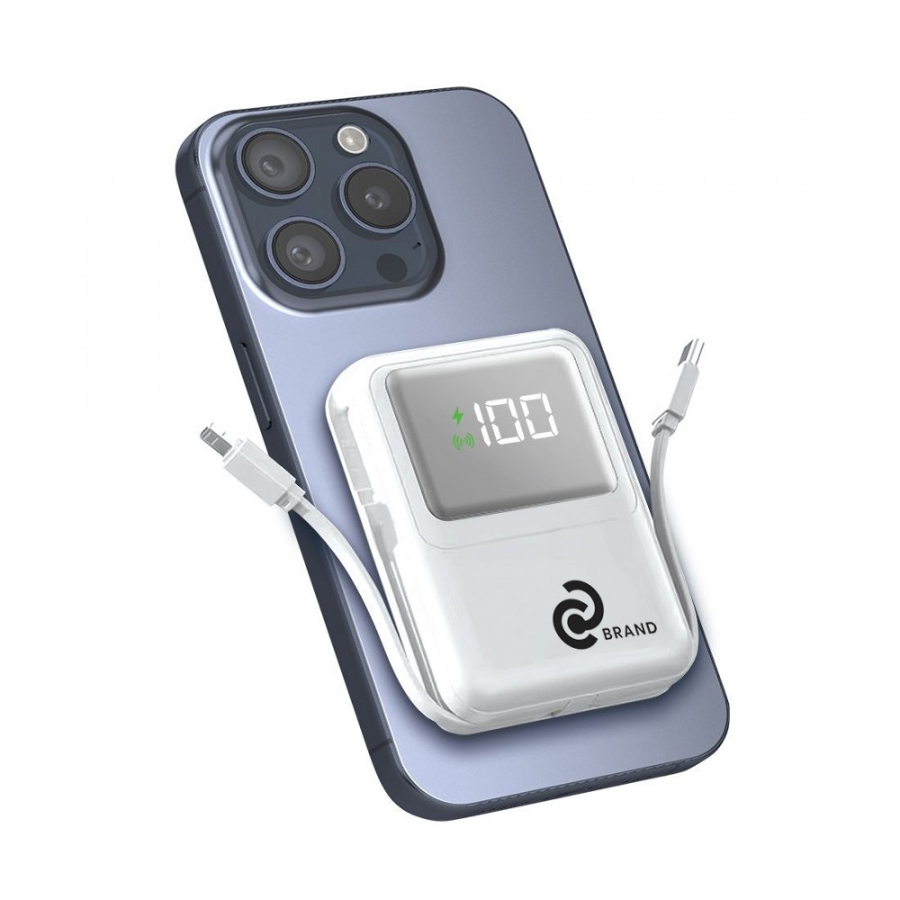 M4.15 Powerbank Magsafe 10 000 mAh z szybkim ładowaniem + 2 kable Biały