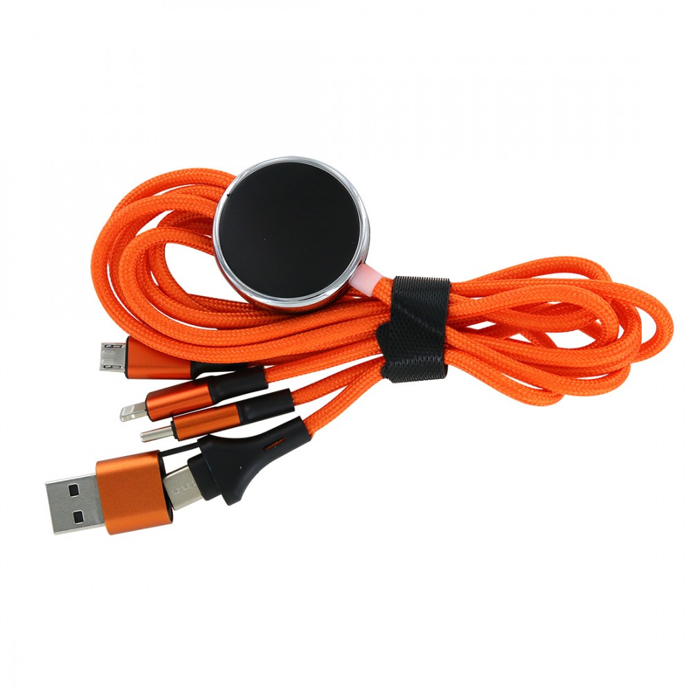 M4.5 Kabel do ładowania 5w1 z miejscem na świecące logo Pomarańczowy - obrazek 2