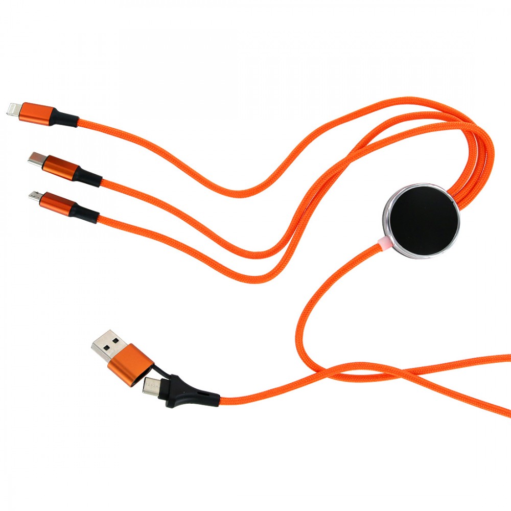 M4.5 Kabel do ładowania 5w1 z miejscem na świecące logo Pomarańczowy - obrazek 3