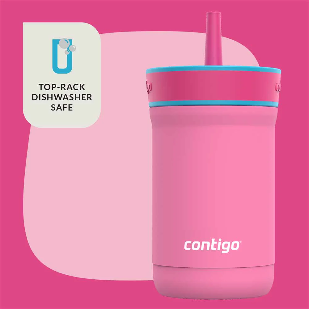 Metalowy kubek ze słomką LEIGHTON 350 ml Bubblegum Pink - obrazek 3
