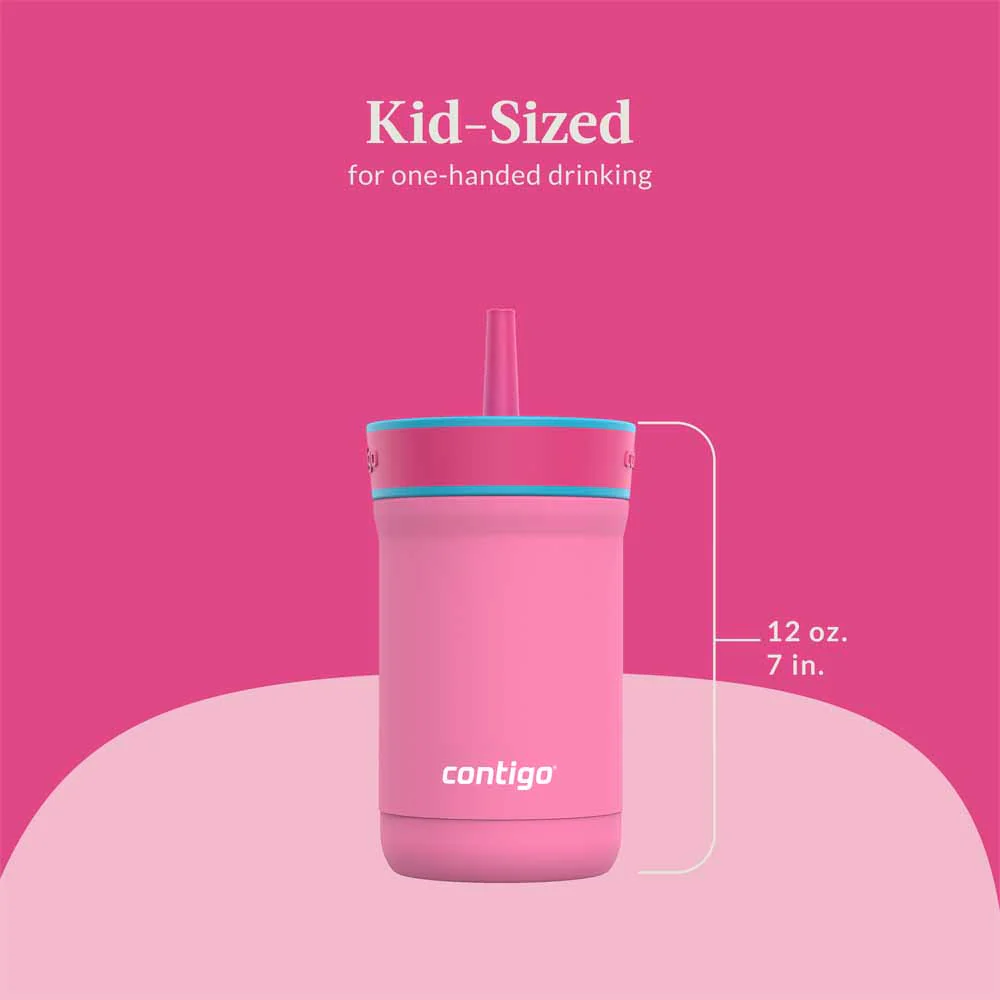 Metalowy kubek ze słomką LEIGHTON 350 ml Bubblegum Pink - obrazek 2