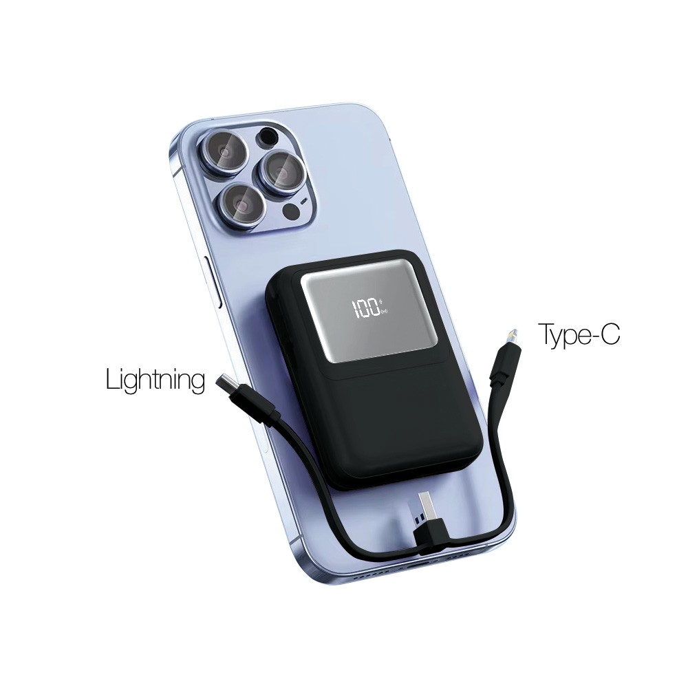 M4.15 Powerbank Magsafe 10 000 mAh z szybkim ładowaniem + 2 kable Czarny - obrazek 3