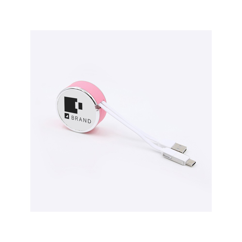 M4.2 Zwijany kabel z transmisją danych 3w1 Różowy