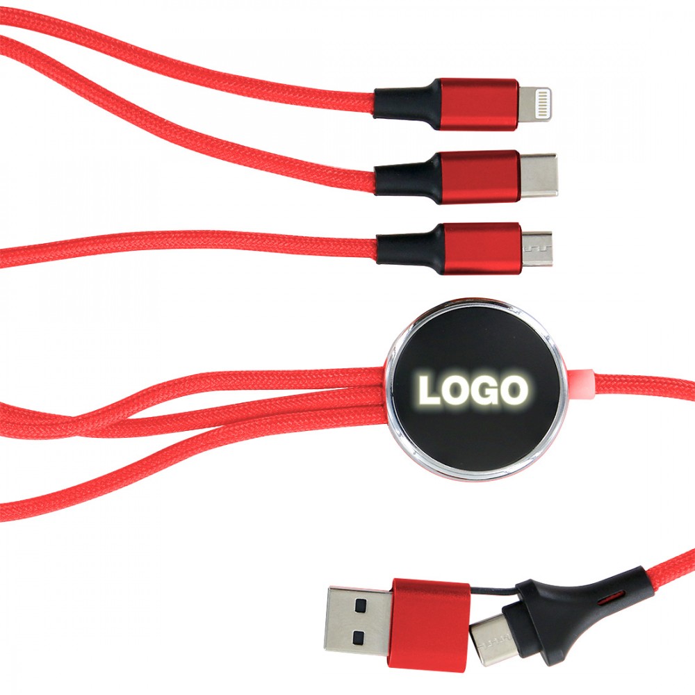 M4.5 Kabel do ładowania 5w1 z miejscem na świecące logo Czerwony