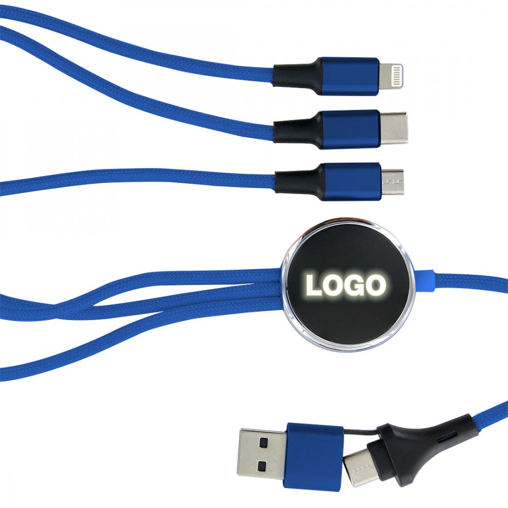 M4.5 Kabel do ładowania 5w1 z miejscem na świecące logo Niebieski