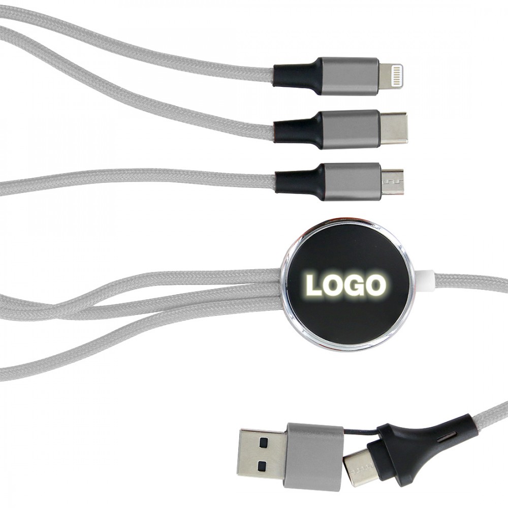 M4.5 Kabel do ładowania 5w1 z miejscem na świecące logo Szary