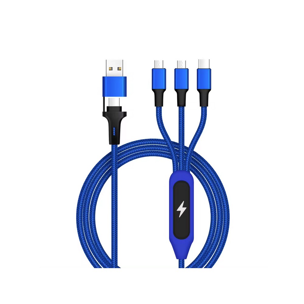 M4.9 Kabel ładujący 5 w 1 z prostokątnym uchwytem ze świecącym logo LED Niebieski - obrazek 3
