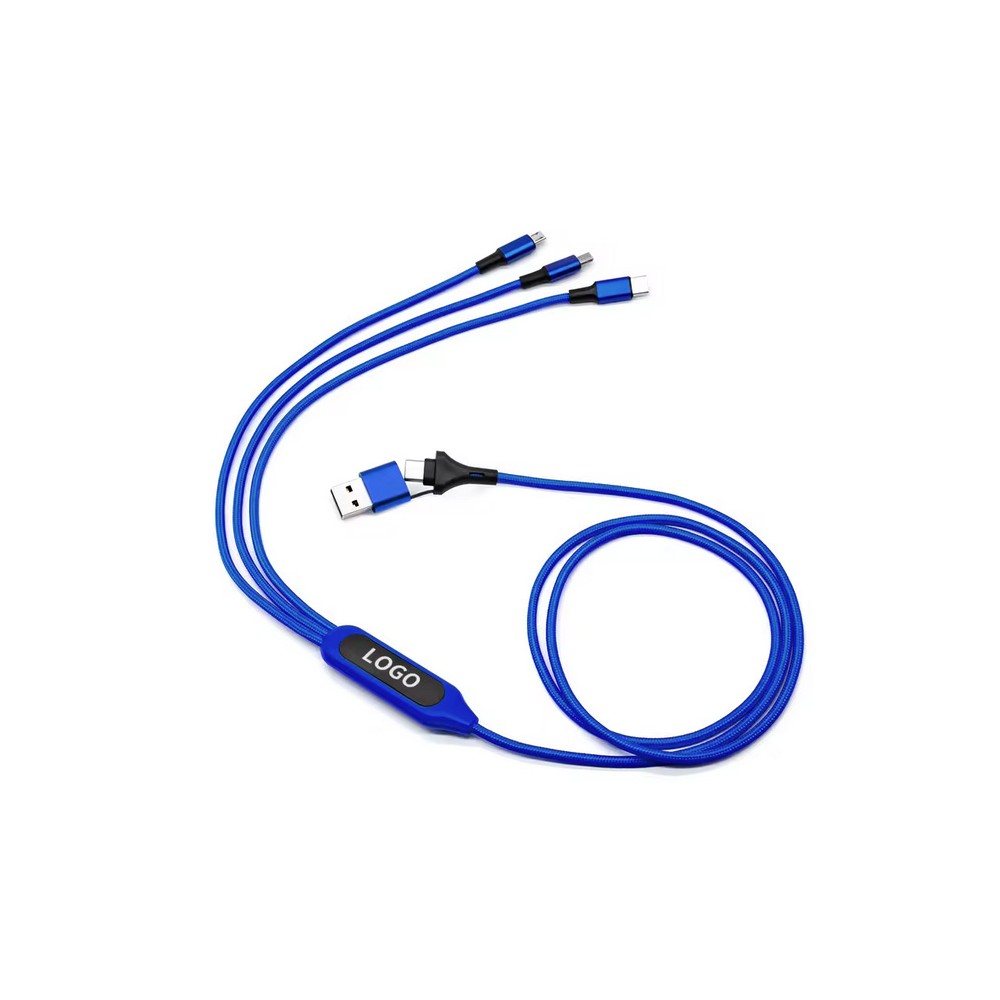 M4.9 Kabel ładujący 5 w 1 z prostokątnym uchwytem ze świecącym logo LED Niebieski - obrazek 4