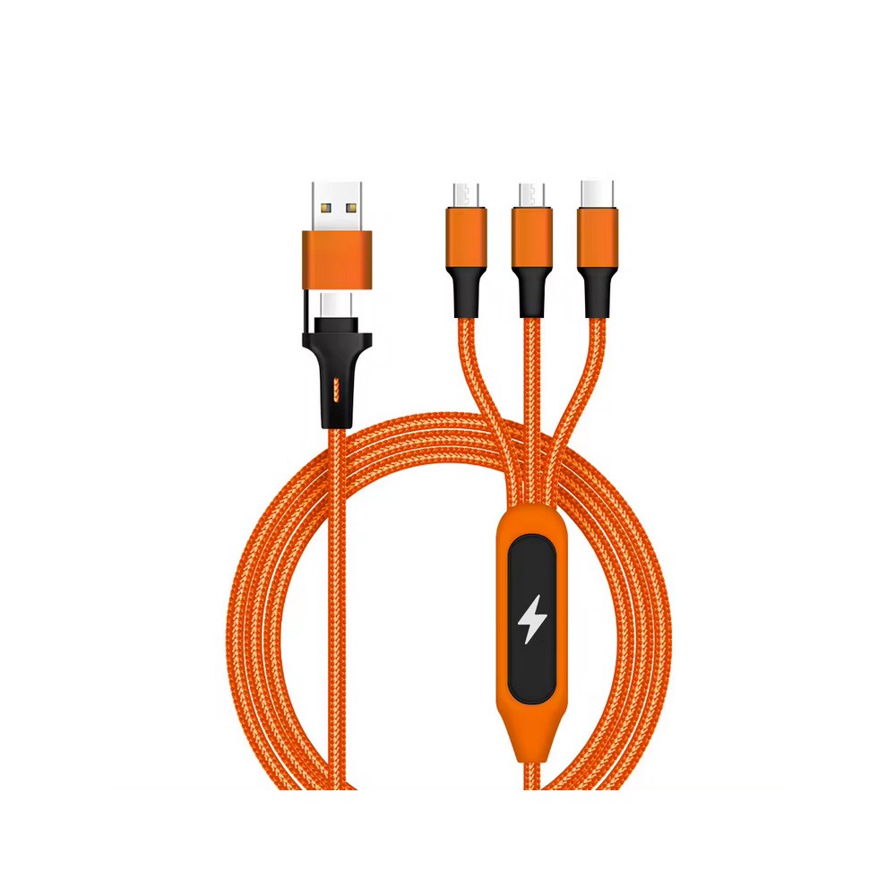 M4.9 Kabel ładujący 5 w 1 z prostokątnym uchwytem ze świecącym logo LED Pomarańczowy - obrazek 2