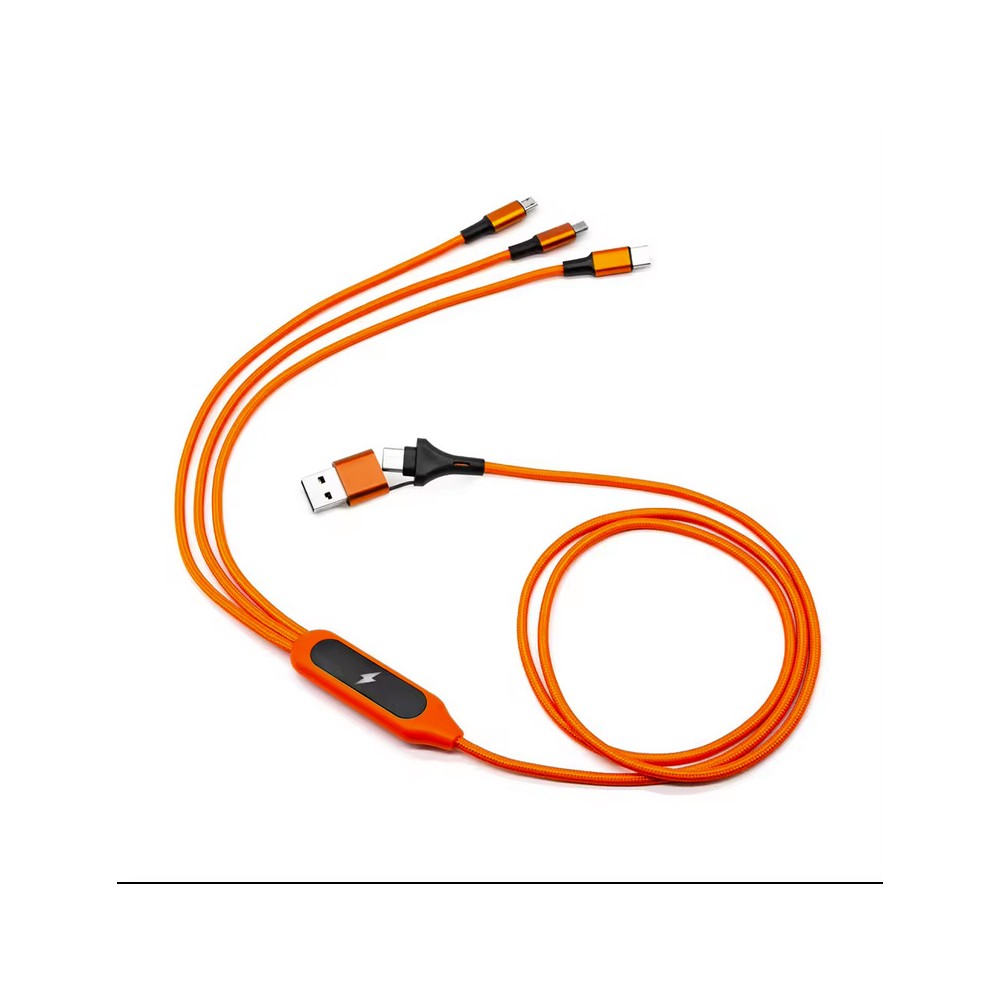 M4.9 Kabel ładujący 5 w 1 z prostokątnym uchwytem ze świecącym logo LED Pomarańczowy - obrazek 4