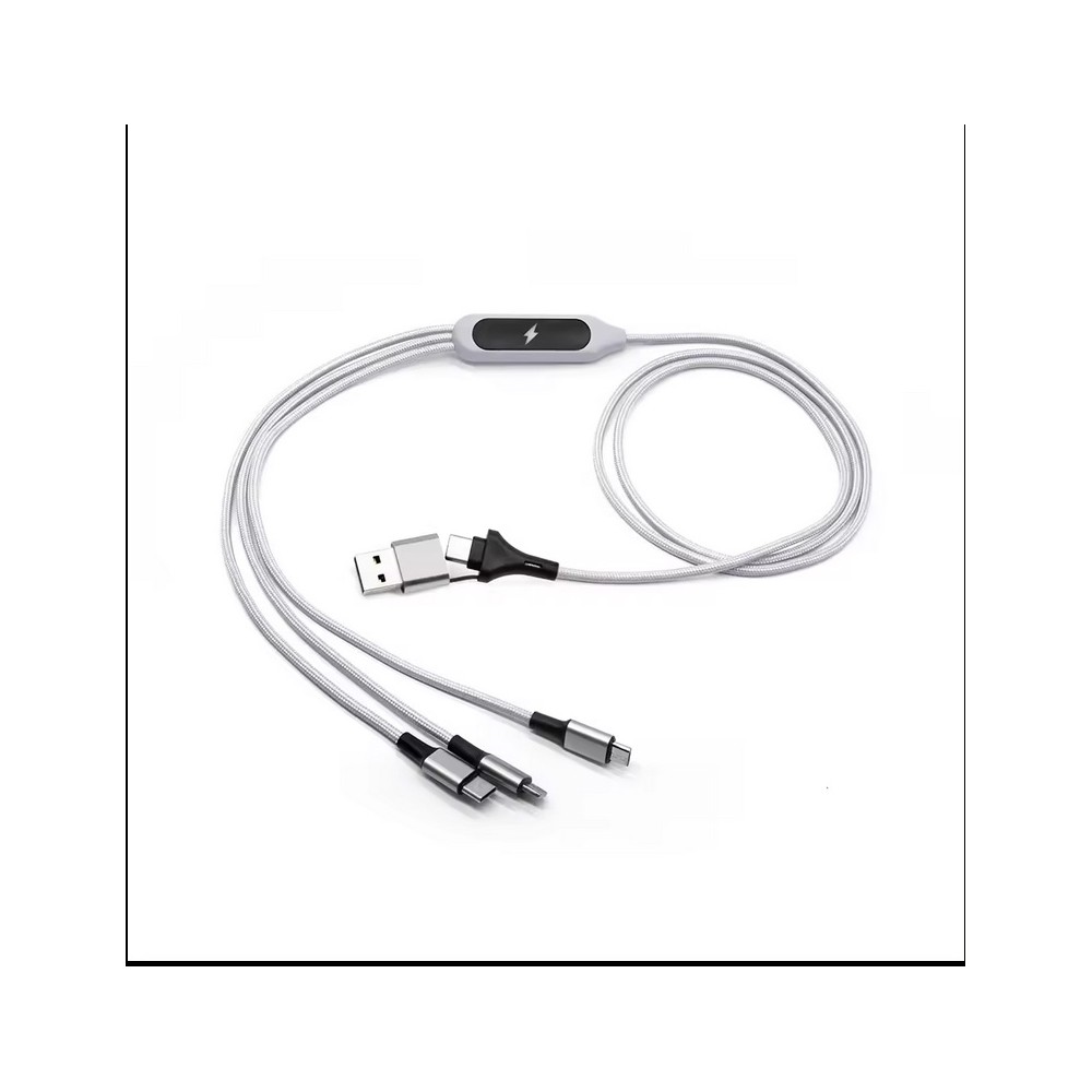 M4.9 Kabel ładujący 5 w 1 z prostokątnym uchwytem ze świecącym logo LED Szary - obrazek 3