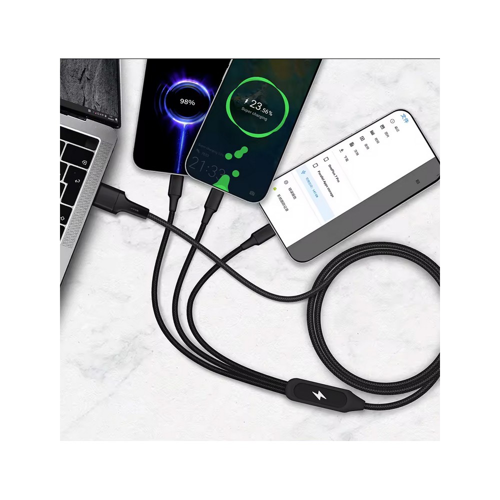 M4.9 Kabel ładujący 5 w 1 z prostokątnym uchwytem ze świecącym logo LED Czarny - obrazek 3