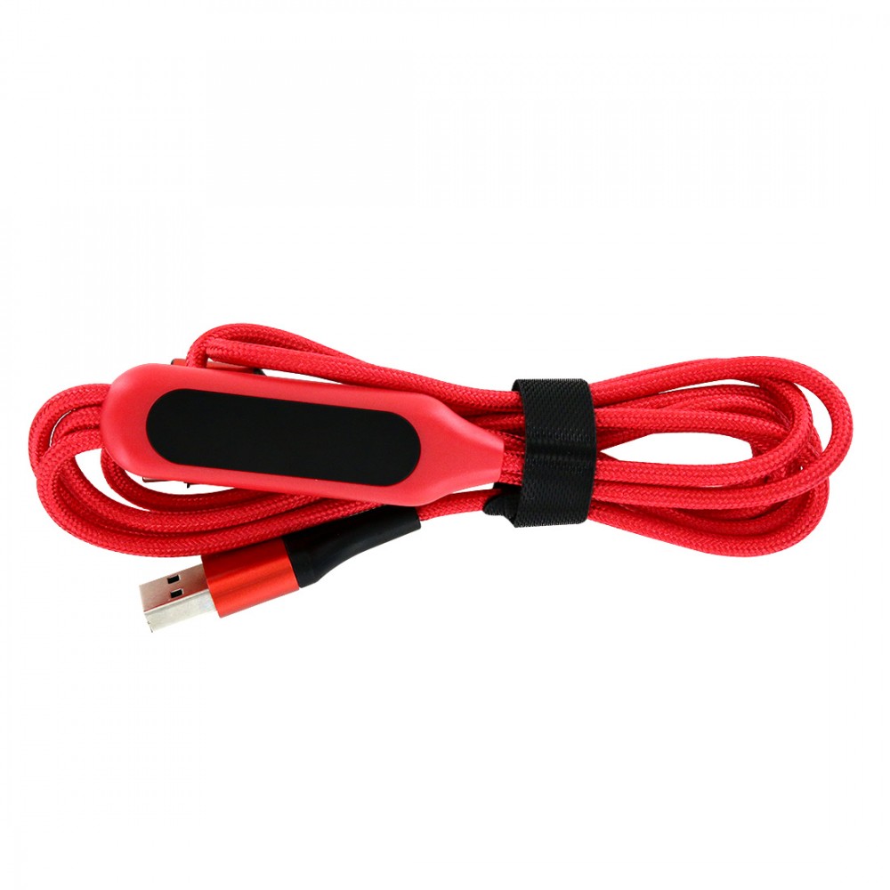 M4.9 Kabel ładujący 5 w 1 z prostokątnym uchwytem ze świecącym logo LED Czerwony - obrazek 2