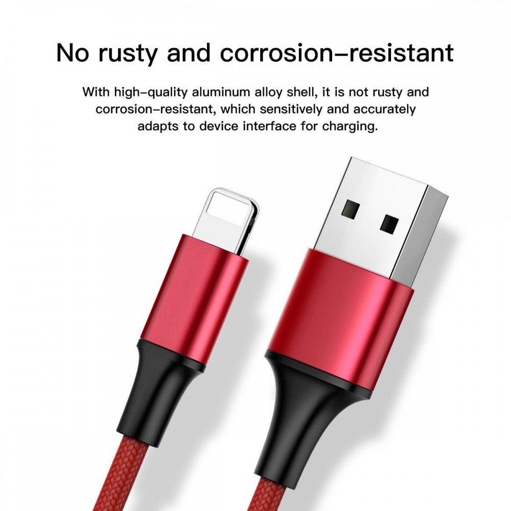 M4.11 Kabel Triofast 3 w 1 Lightning / Micro-USB / USB typu C 3A 1,2 m Czerwony - obrazek 4