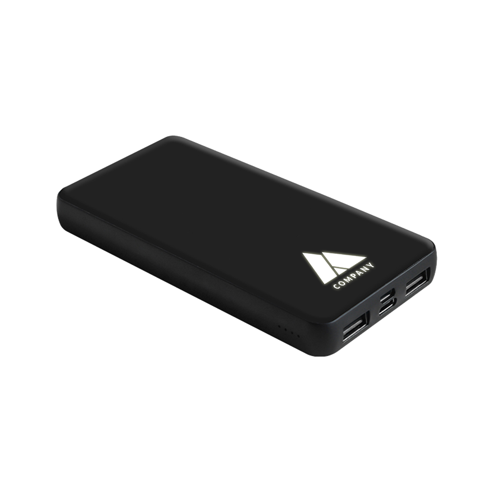 M4.12 Czarny powerbank z recyklingowanego plastiku z podświetlanym logo - 8000 mAh - obrazek 2