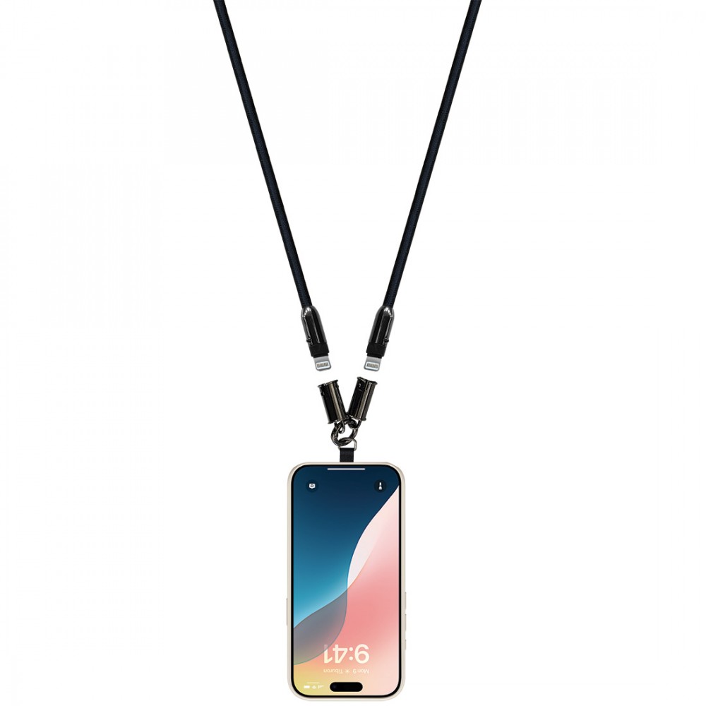 M4.6 Kabel smycz na szyję o długości 1,2 m ze zintegrowanym kablem USB-C - Lightning Czarny