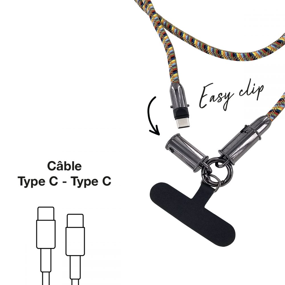 M4.6 Kabel smycz na szyję o długości 1,2 m ze zintegrowanym kablem typ USB-C - USB-C