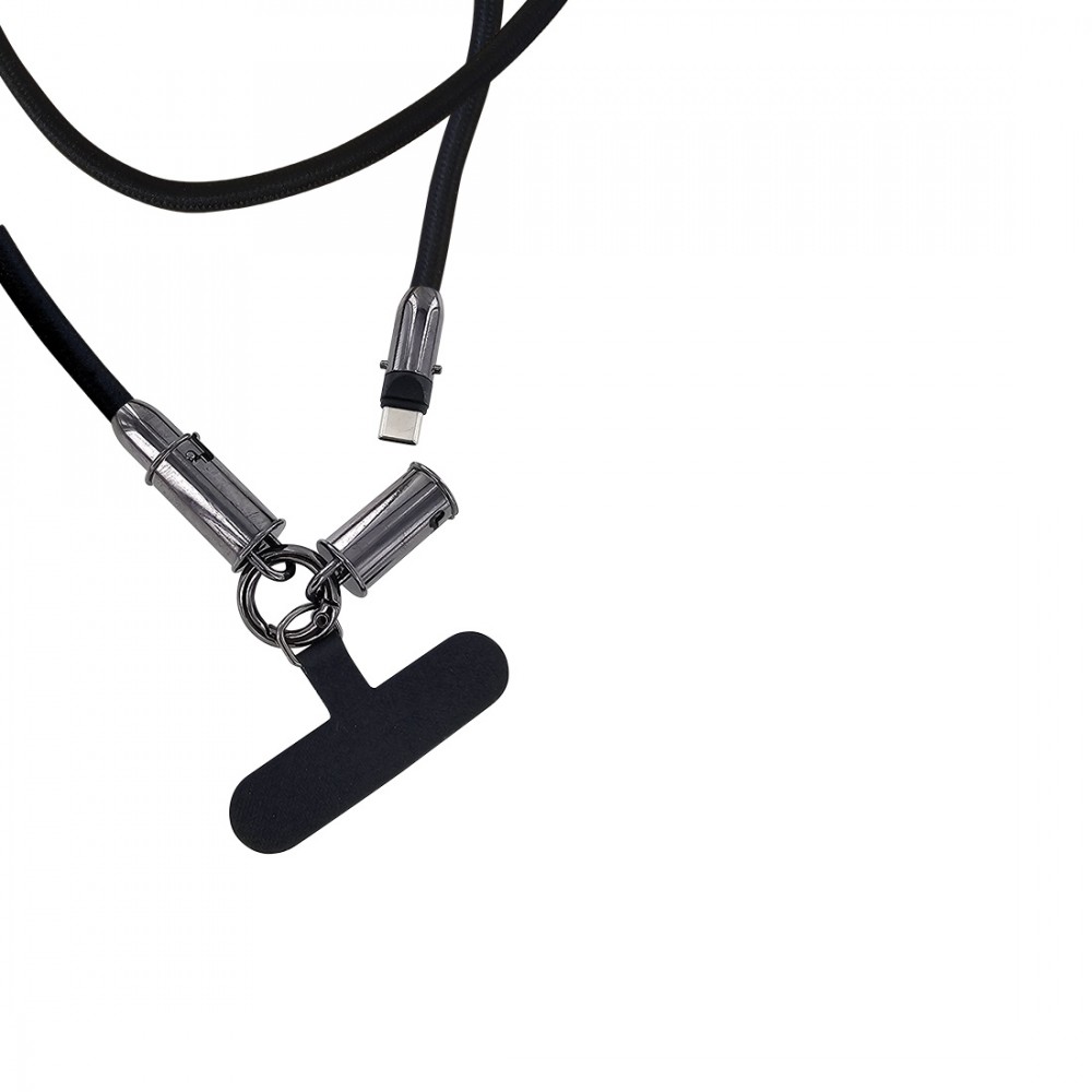 M4.6 Kabel smycz na szyję o długości 1,2 m ze zintegrowanym kablem USB-C - USB -C Czarny - obrazek 3