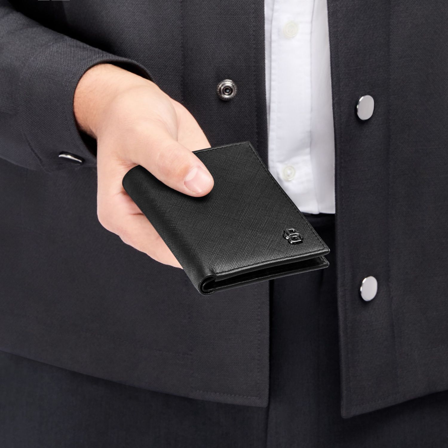 Podwójne etui na karty Double B Saffiano Black - obrazek 5