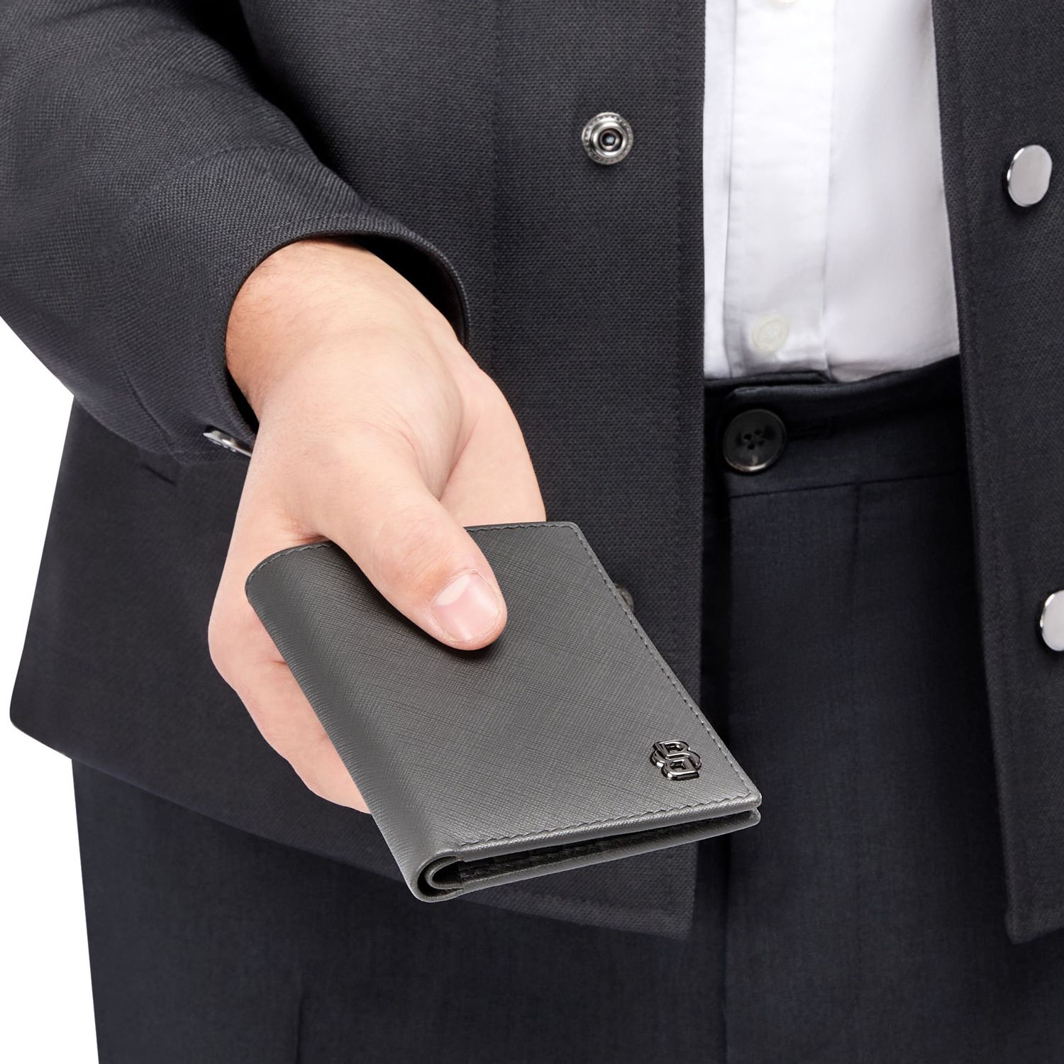 Podwójne etui na karty Double B Saffiano Grey - obrazek 5