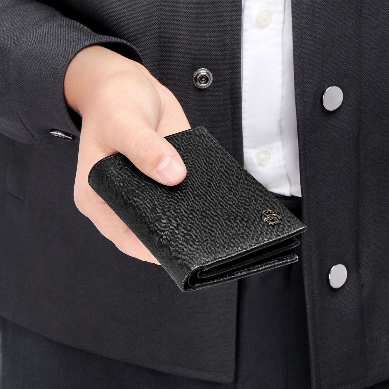 Card holder with flap Double B Saffiano Black - obrazek 6