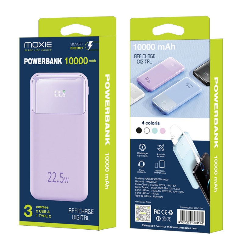 M4.4 Powerbank 10 000 mAh z wyświetlaczem Lawendowy - obrazek 3