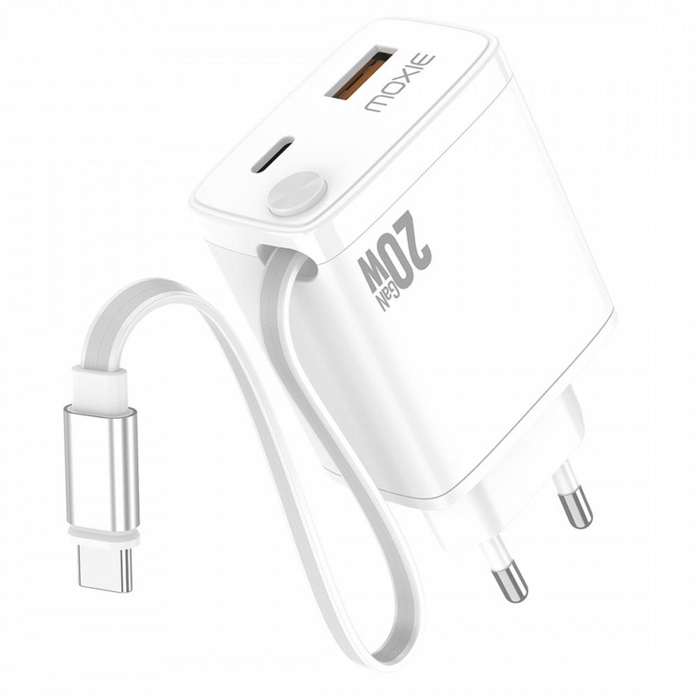 Ładowarka ścienna 20 W Fast Charge z chowanym kablem typu C